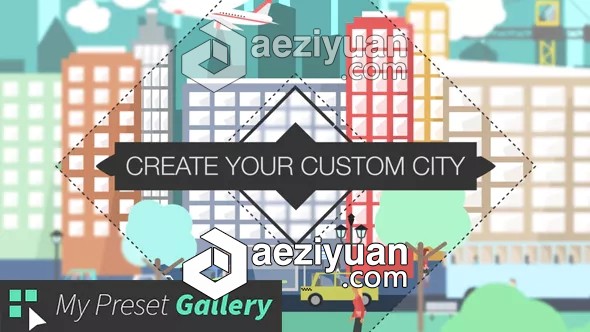 扁平化城市楼房街道汽车人物MG动画包AE模板/AE脚本 Videohive Flat City Vector扁平化,楼房,街道,汽车人,人物 - AE资源网 www.aeziyuan.com