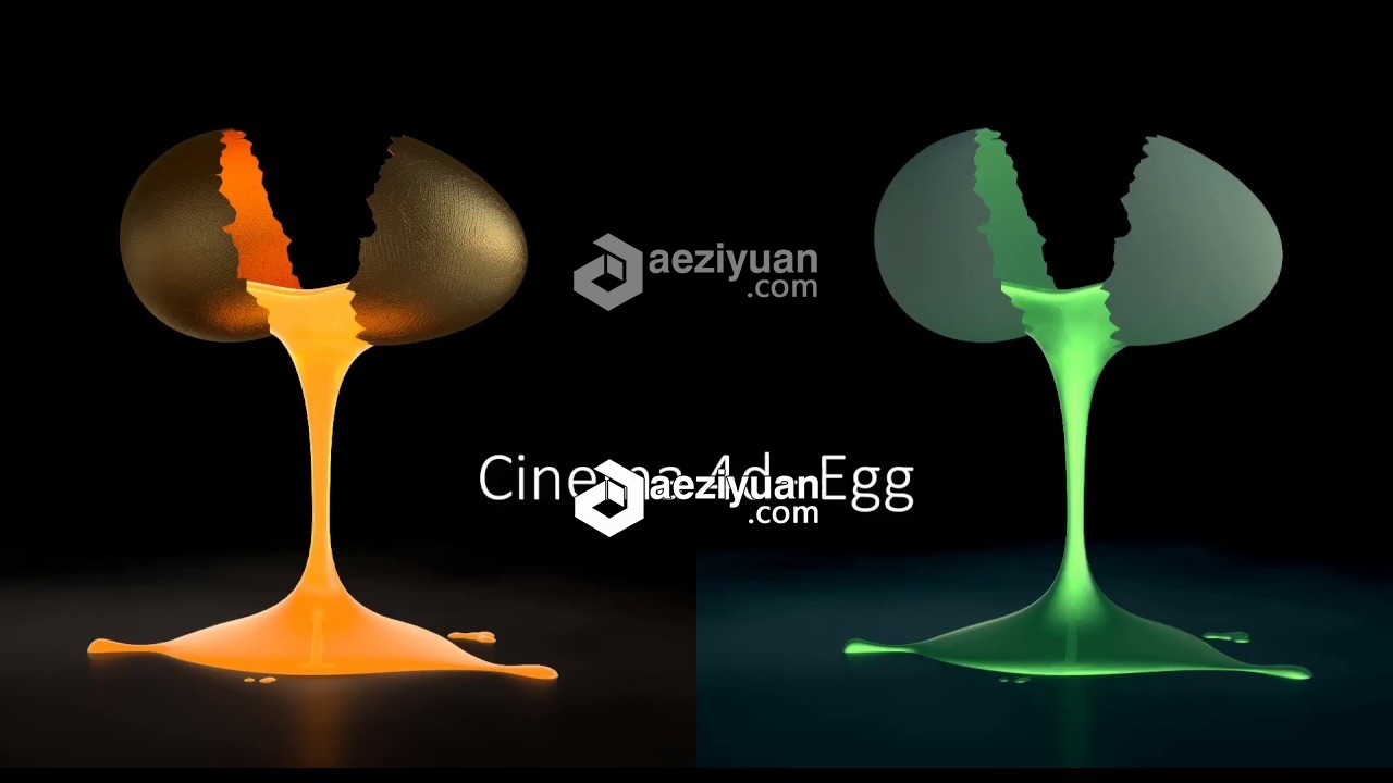 C4D制作破壳流出蛋黄的鸡蛋视频教程 Cinema 4d Egg制作,流出,鸡蛋,cinema - AE资源网 www.aeziyuan.com