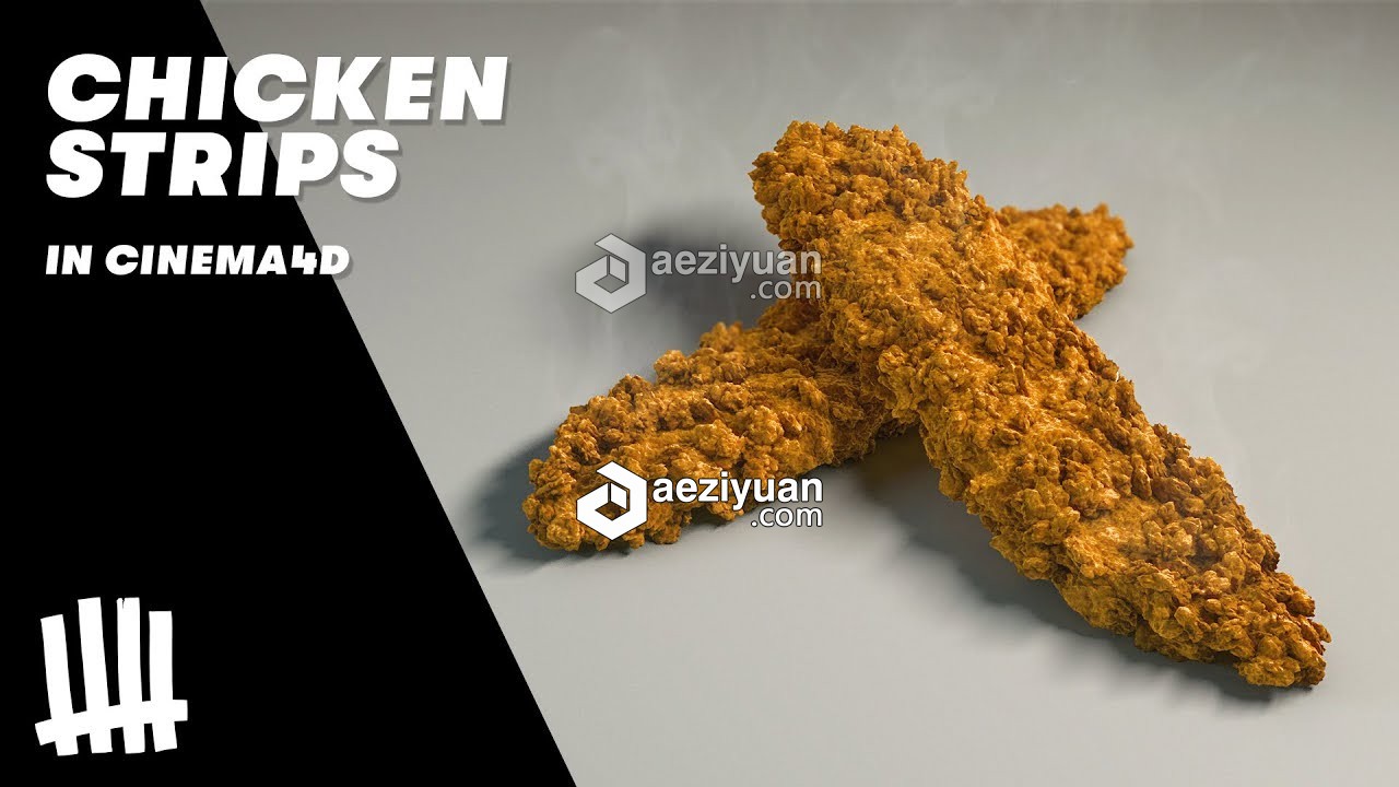 C4D制作肯德基炸鸡块 鸡肉条教程 Modelling Chicken Strips in CINEMA 4D制作,肯德基炸鸡,鸡肉,教程,chicken - AE资源网 www.aeziyuan.com