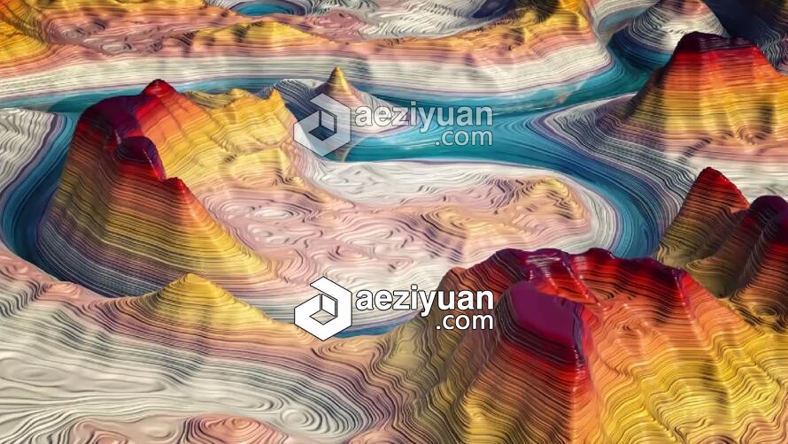 C4D抽象地形创建材质渲染视频教程 Colorful Canyon  CINEMA 4D Tutorial抽象,地形,材质,渲染,colorful - AE资源网 www.aeziyuan.com