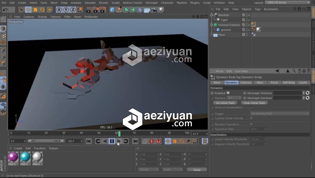 CINEMA 4D 动力学完全基础入门视频教程完全,基础,入门,视频教程 - AE资源网 www.aeziyuan.com