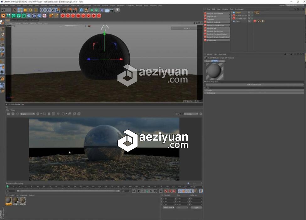 Redshift C4D Substance 着色器使用视频教程substance,使用,视频教程 - AE资源网 www.aeziyuan.com