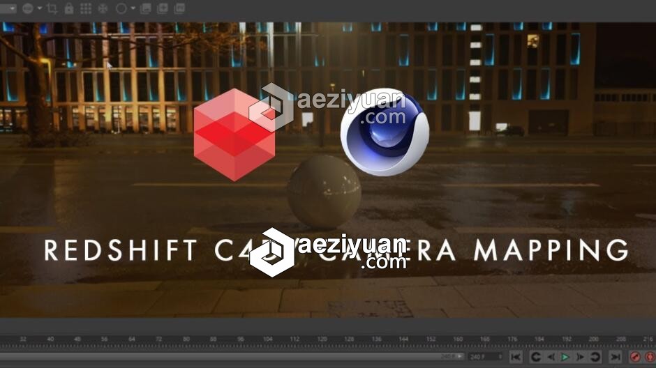 C4D Redshift摄像机映射背景合成视频教程摄像机,映射,背景,视频教程 - AE资源网 www.aeziyuan.com