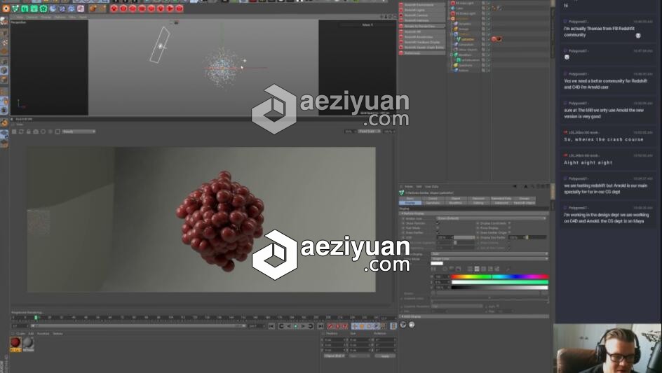 Redshift C4D Color Layers(图层颜色)X-Particles&amp;TFD流体渲染视频教程color,layer,图层,颜色 - AE资源网 www.aeziyuan.com