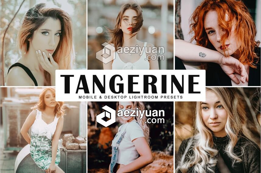 哑光金色调旅拍人像LR预设+移动APP预设 Tangerine Lightroom Presets色调,人像,预设,移动,lightroom - AE资源网 www.aeziyuan.com