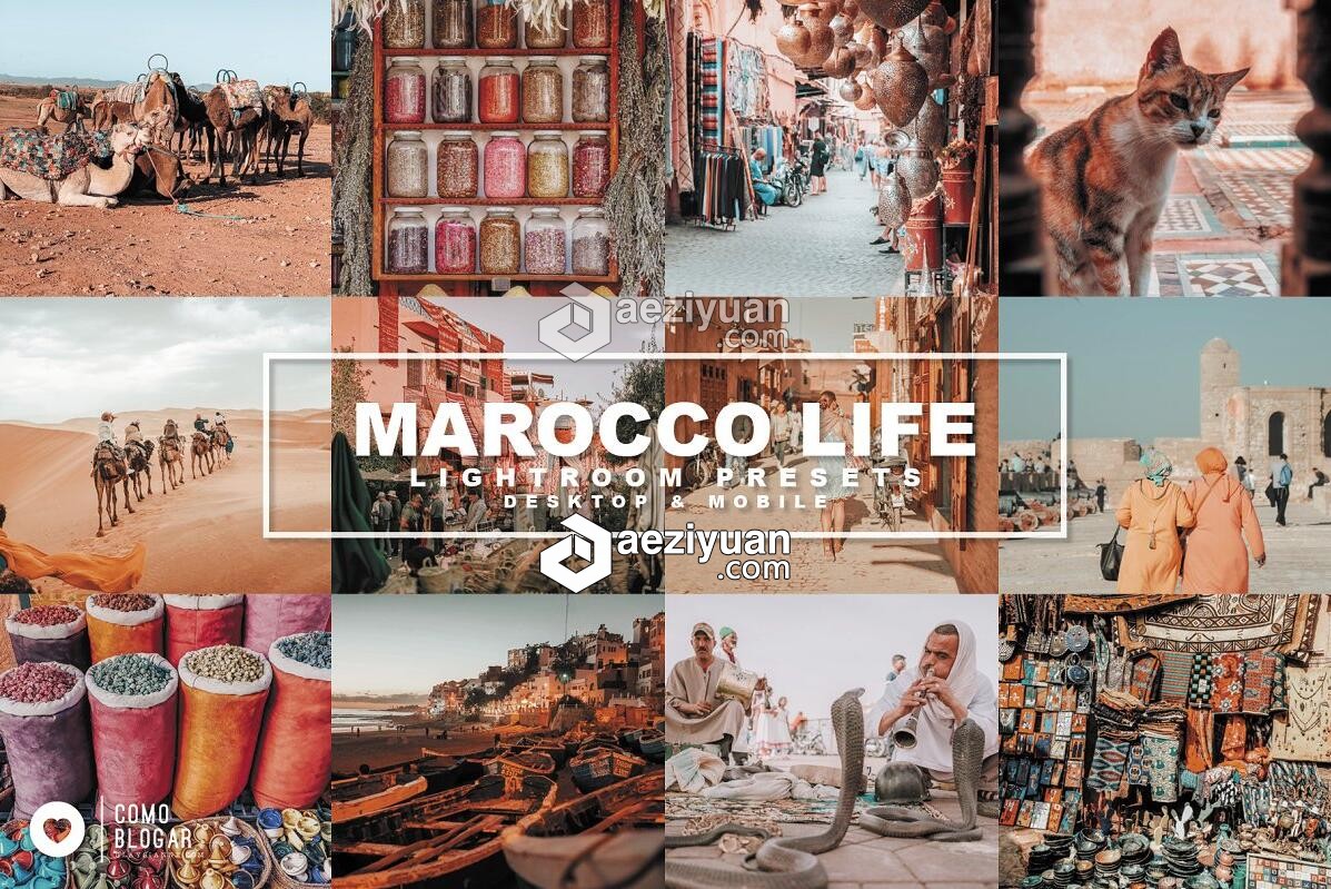 摩洛哥旅旅拍人像棕色INS流行色LR预设Marocco Life lightroom presets摩洛哥,人像,棕色,预设,life - AE资源网 www.aeziyuan.com