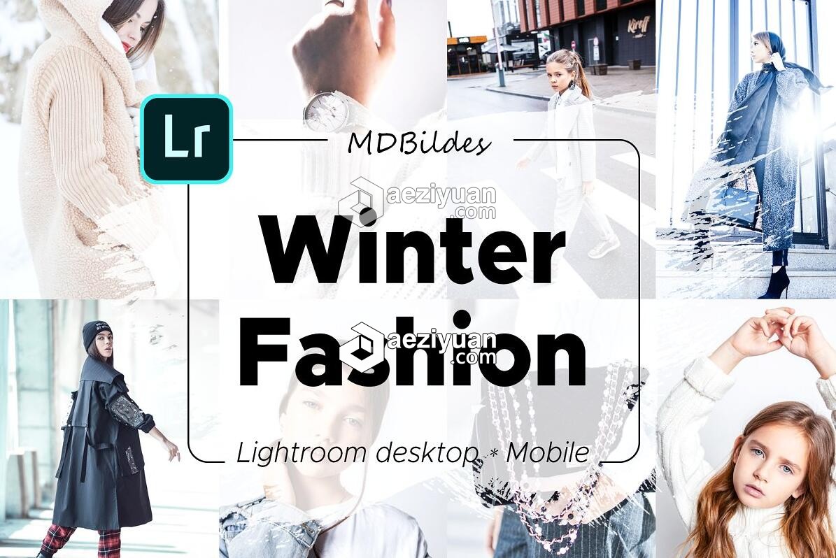 冬季时尚灰色调LR预设+APP预设 5 Lightroom Presets, Winter Fashion冬季,时尚,预设,lightroom,winter - AE资源网 www.aeziyuan.com