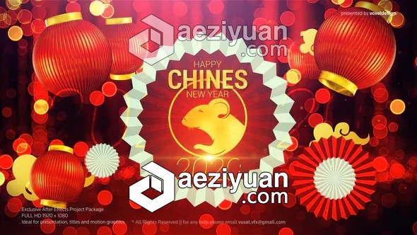 中国2020鼠年红色喜庆灯笼祥云新年快乐开场片头AE模板中国,鼠年,红色,喜庆,祥云 - AE资源网 www.aeziyuan.com