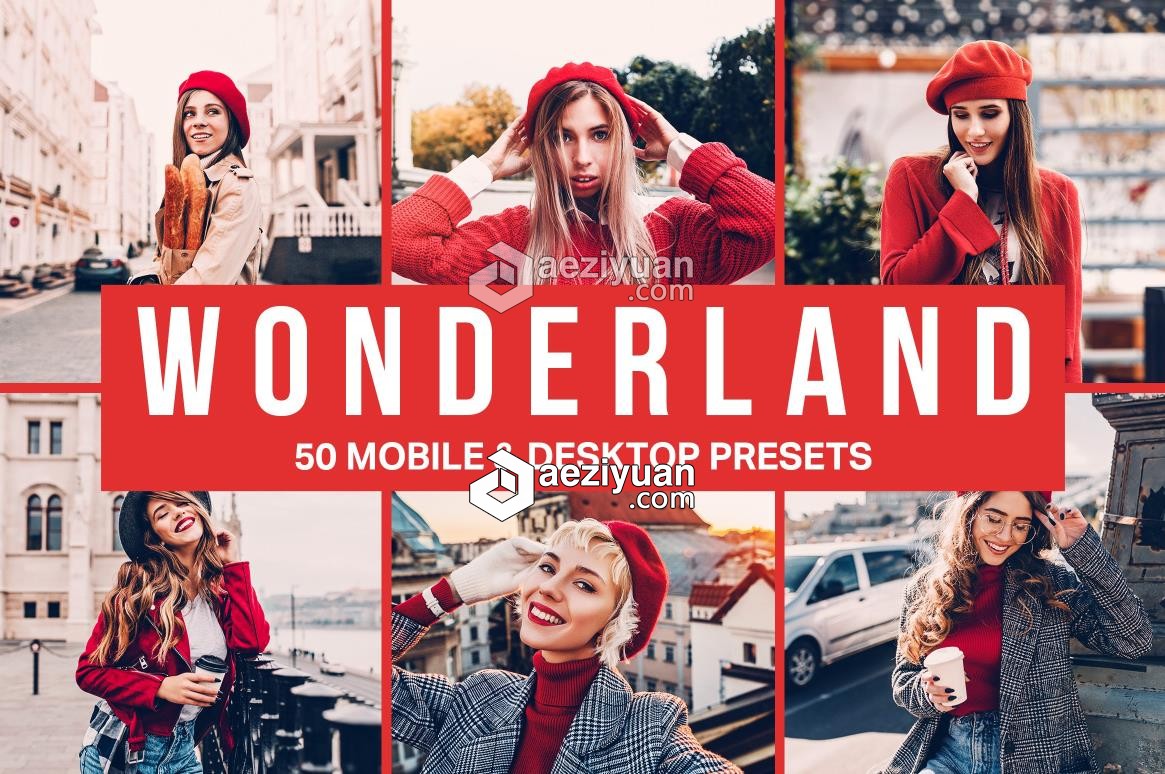 通透红色调电影胶片LR预设+LUT预设 Wonderland Lightroom Presets LUTs通透,红色,电影胶片,预设,wonderland - AE资源网 www.aeziyuan.com