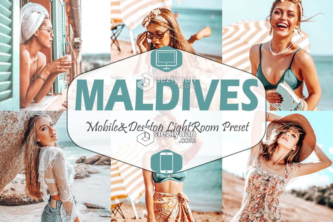 马尔代夫旅拍通透人像LR预设+移动APP预设Maldives Lightroom Presets马尔代夫,旅拍,通透,人像,预设 - AE资源网 www.aeziyuan.com