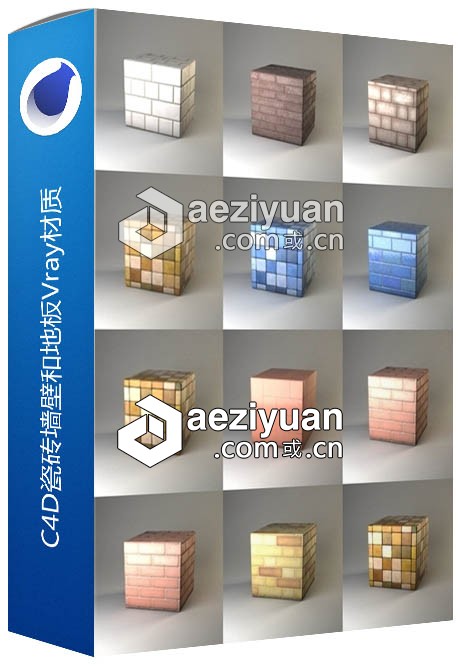 C4D瓷砖墙壁和地板Vray材质Tiles for walls and floors C4D材质瓷砖,地板,材质,floors - AE资源网 www.aeziyuan.com