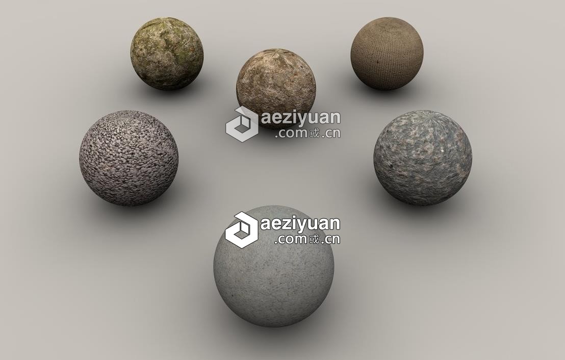 六款石头纹理C4D材质球 Concreted C4D材质石头,纹理,材质 - AE资源网 www.aeziyuan.com