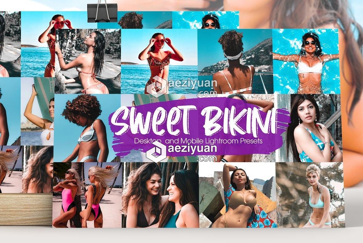 比基尼户外人像写真LR预设/APP滤镜 Sweet Bikini Lightroom Presets比基尼,户外,预设,滤镜,sweet - AE资源网 www.aeziyuan.com