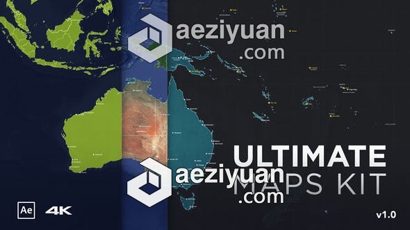 终极世界地图坐标定点连线路径工具包AE模板 - AE资源网 www.aeziyuan.com