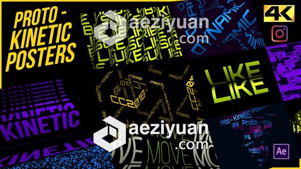 创意动感文字标题海报排版动画AE模板 - AE资源网 www.aeziyuan.com