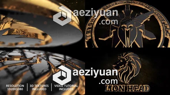 三维黑金标志Logo片头动画AE模板三维,标志,ae模板 - AE资源网 www.aeziyuan.com