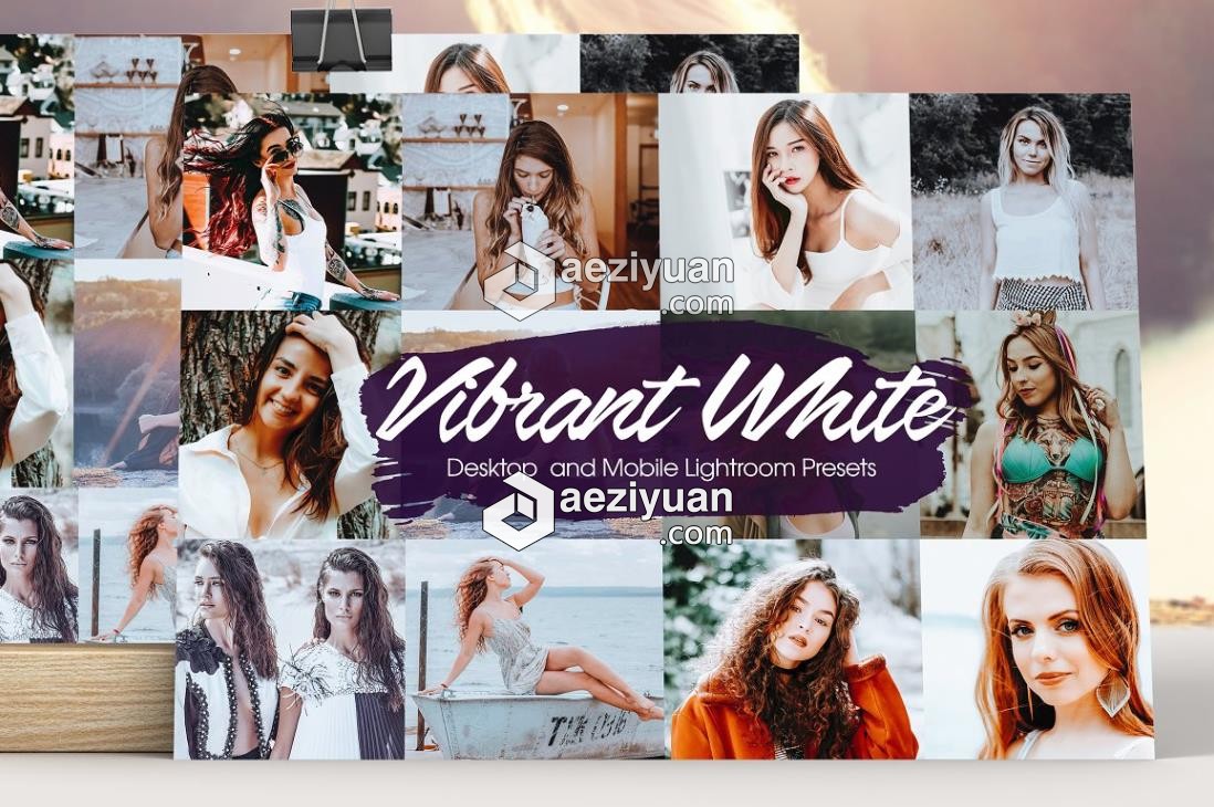 充满活力明亮通透灰白色LR预设/手机APP滤镜 Vibrant White Lightroom Presets明亮,通透,手机,滤镜,vibrant - AE资源网 www.aeziyuan.com