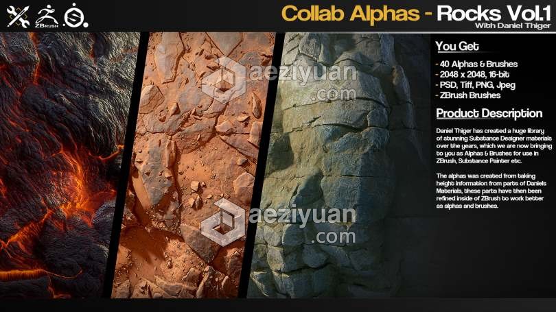 40组2K高清岩石裂痕碎片ZBrush Alphas画笔与材质合集裂痕,碎片,zbrush,alpha,画笔 - AE资源网 www.aeziyuan.com