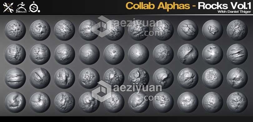 40组2K高清岩石裂痕碎片ZBrush Alphas画笔与材质合集裂痕,碎片,zbrush,alpha,画笔 - AE资源网 www.aeziyuan.com