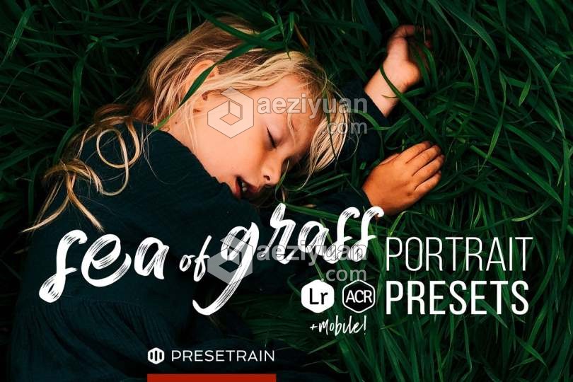 清新森系人像LR预设/手机APP调色滤镜 Sea of Grass Portrait Presets清新,森系,人像,预设,手机 - AE资源网 www.aeziyuan.com