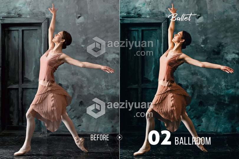 芭蕾舞台/剧院人像摄影LR预设/移动APP滤镜 Presetrain – Ballet Artistic Presets舞台,剧院,人像摄影,预设,移动 - AE资源网 www.aeziyuan.com