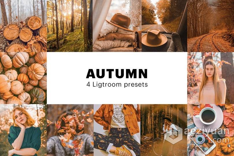 秋季色调旅拍风光人像LR预设+移动APP预设 4 Autumn Lightroom Presets秋季,色调,风光,人像,预设 - AE资源网 www.aeziyuan.com