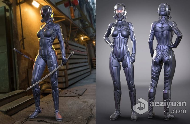 钢铁机械女性战斗科幻服装3D模型合集 S8 Suit for Genesis 8 Female(s) - AE资源网 www.aeziyuan.com