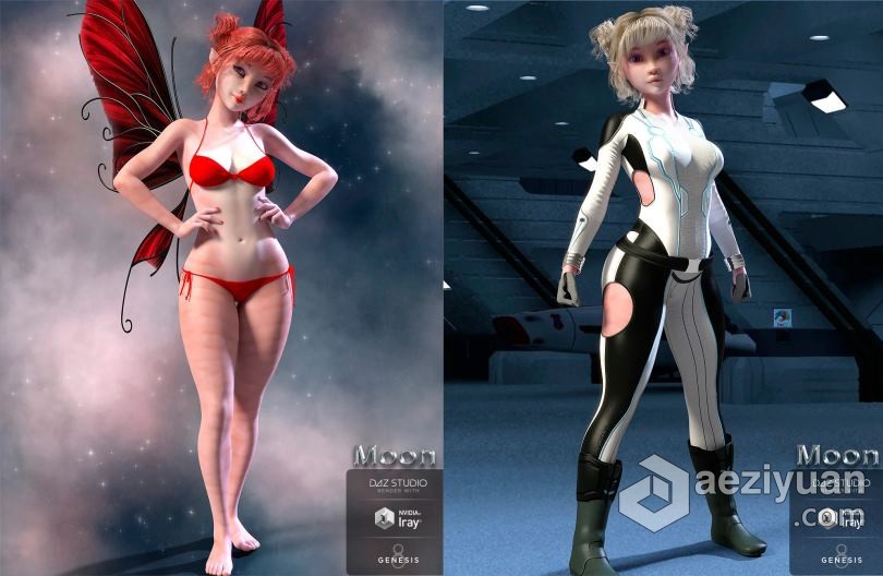 可爱精灵美少女角色3D模型合集 Moon for Genesis 8 Female角色,3d模型,合集,genesis,female - AE资源网 www.aeziyuan.com