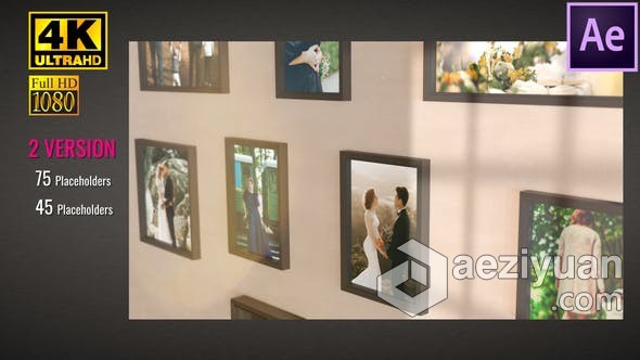 4K照片墙廊婚礼幻灯片视频相册动画制作AE模板AE工程文件 videohive Gallery照片墙,婚礼,幻灯片,视频,相册 - AE资源网 www.aeziyuan.com