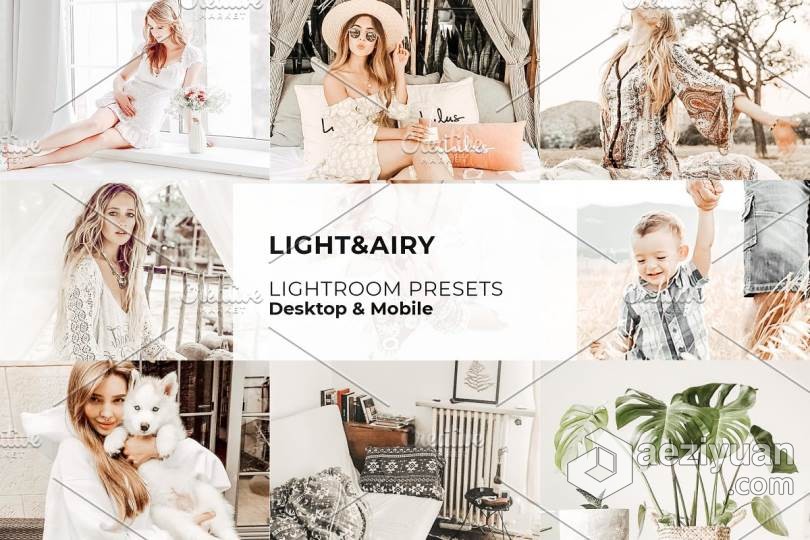 明亮通透干净胶片Lightroom预设/APP调色滤镜 Light and Airy Lightroom Presets明亮,通透,干净,胶片,lightroom - AE资源网 www.aeziyuan.com