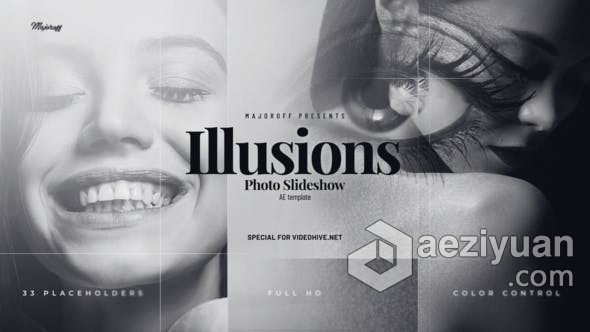 抽象幻影效果黑白风格现代干净时尚视频相册 AE模板 AE工程文件 Illusions // Photo Slideshow抽象,幻影,效果,现代,干净 - AE资源网 www.aeziyuan.com