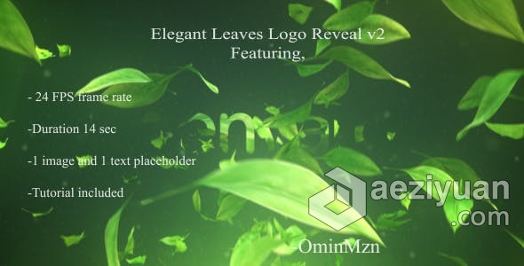 清新雅致叶子飘落自然生态品牌揭示标志LOGO片头 AE模板 AE工程文件Elegant Leaves Logo Reveal V2清新,叶子,飘落,自然生态,生态 - AE资源网 www.aeziyuan.com