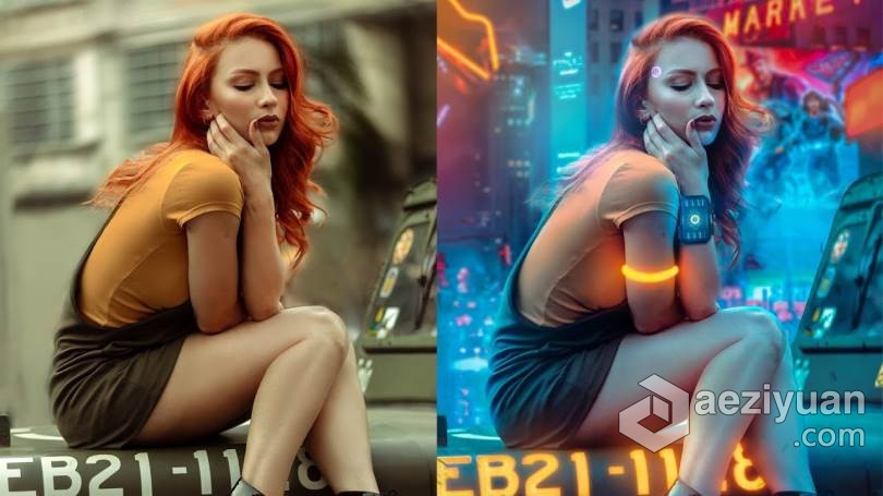 PS朋克风格霓虹灯背景图像后期处理视频教程 Cyberpunk portrait – Advanced Manipulation朋克风格,霓虹灯,后期处理,cyberpunk,portrait - AE资源网 www.aeziyuan.com