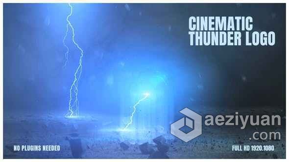 打雷闪电击中地面破碎爆炸展示LOGO标志视频片头 AE模板 AE工程文件 Cinematic Thunder Logo地面,破碎,爆炸,展示,标志 - AE资源网 www.aeziyuan.com