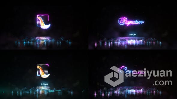 霓虹灯能量线条发光粒子飞溅LOGO标志片头视频动画 AE模板 AE工程文件 Neon Energy Signature Logo 2霓虹灯,能量,线条,发光,飞溅 - AE资源网 www.aeziyuan.com