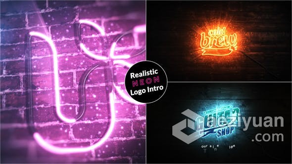 深色高雅逼真的霓虹灯标志展示动画 AE模板 AE工程文件 Realistic Neon Logo Intro深色,高雅,真的,霓虹灯,标志 - AE资源网 www.aeziyuan.com