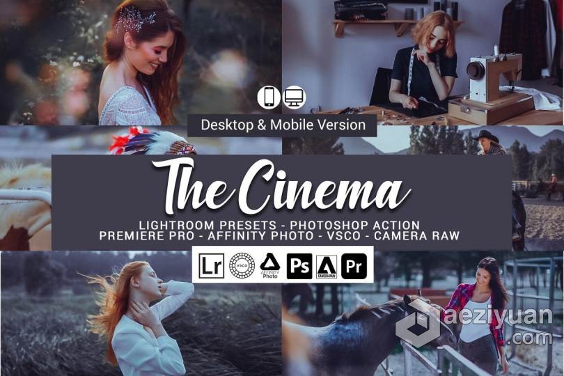 梦幻电影院效果胶片色调LR预设/APP预设/LUT预设 Cinema Lightroom Presets梦幻,效果,胶片,色调,cinema - AE资源网 www.aeziyuan.com