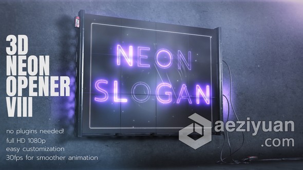 3D霓虹灯闪电LED灯光LOGO标志视频片头动画制作 AE模板 AE工程文件 3D Neon Opener 3 | Electric霓虹灯,闪电,灯光,标志,视频 - AE资源网 www.aeziyuan.com