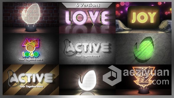 3D霓虹灯LOGO动画视频片头制作很多种LED效果 AE模板 AE工程文件 Lights Intro Pack霓虹灯,动画,视频,片头制作,很多 - AE资源网 www.aeziyuan.com