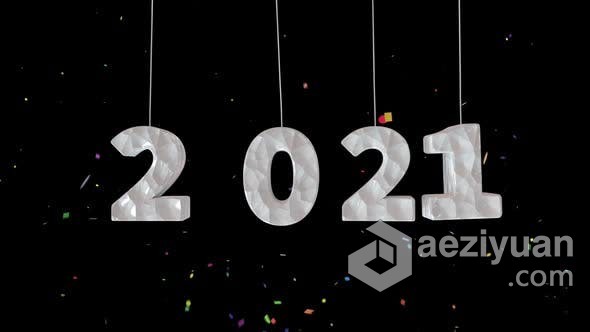 吊挂2021年数字欢乐庆典新年贺卡五彩纸屑背景视频素材 Hanging 2021吊挂,2021年,数字,新年,贺卡 - AE资源网 www.aeziyuan.com