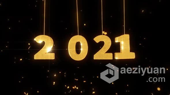 金色碎屑喷发飘洒背景闪光2021数字吊挂展示新年庆典卡片祝福视频素材 Hanging 2021金色,碎屑,喷发,背景,闪光 - AE资源网 www.aeziyuan.com