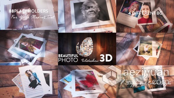 3D照片幻灯片图片叠加展示动画相册视频制作 AE模板 AE工程文件 Beautiful Photo Slideshow I 3D照片,幻灯片,图片,叠加,展示 - AE资源网 www.aeziyuan.com