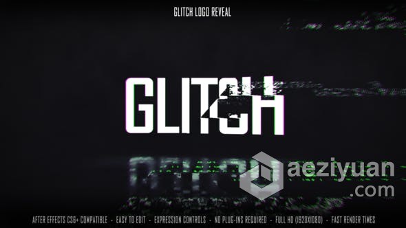 故障动画毛刺画面效果科技感视频片头制作 AE模板 AE工程文件 Glitch Logo Reveal故障,动画,毛刺,画面,效果 - AE资源网 www.aeziyuan.com