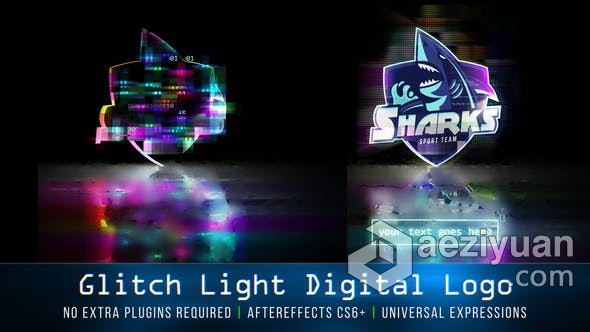 霓虹灯故障毛刺失真互联网游戏技术公司LOGO片头 AE模板 AE工程文件 Glitch Light Digital Logo霓虹灯,故障,毛刺,失真,互联网 - AE资源网 www.aeziyuan.com