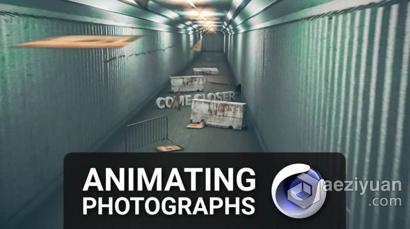 C4D把静帧图像制作成复杂动画场景训练视频教程 Animating Photographs With Cinema 4D静帧,图像,制作,复杂,动画 - AE资源网 www.aeziyuan.com