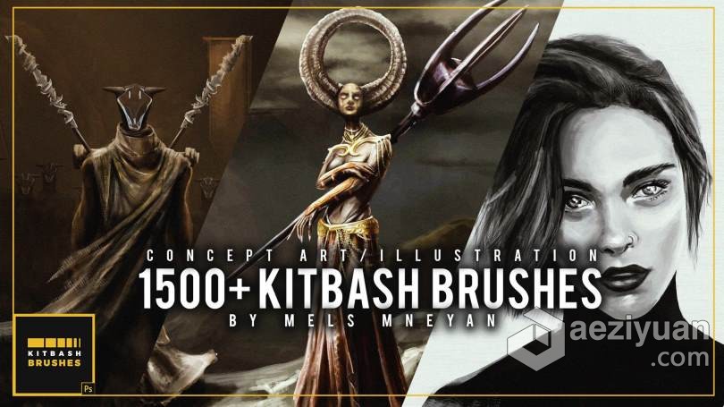 1500组概念艺术数字绘画PS笔刷合集 1500+ high resolution  Kitbash Brushes for Photoshop笔刷,合集,high,resolution,photoshop - AE资源网 www.aeziyuan.com