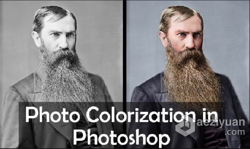 PS人像黑白照片添加色彩修饰视频教程 Photo Colorization in Photoshop 2020 with Jonathon Parker人像,黑白照片,照片,添加,色彩 - AE资源网 www.aeziyuan.com