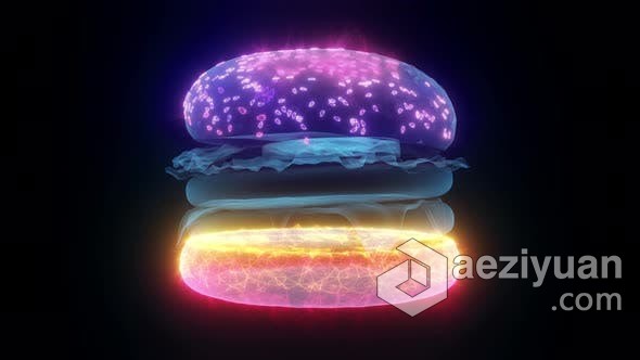 超炫酷的汉堡Hud全息图3d动画背景视频素材 LED大屏幕动态背景素材 The Burger Hud Hologram 4k汉堡,全息图,3d动画,背景,视频素材 - AE资源网 www.aeziyuan.com