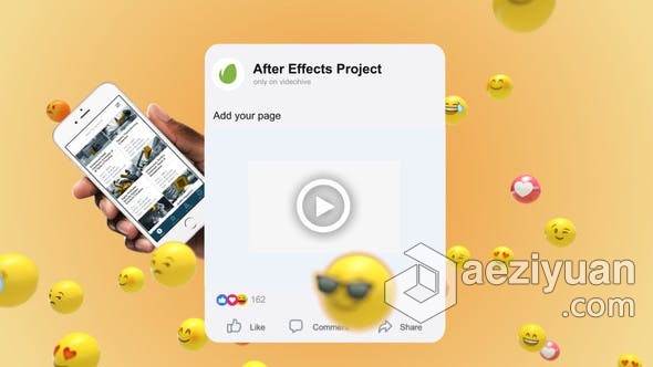 各种社交表情符号动画展示网上商店促销企业线上图文宣传短视频 AE模板 AE工程文件 My Facebook Page各种,表情符号,展示,网上商店,促销 - AE资源网 www.aeziyuan.com