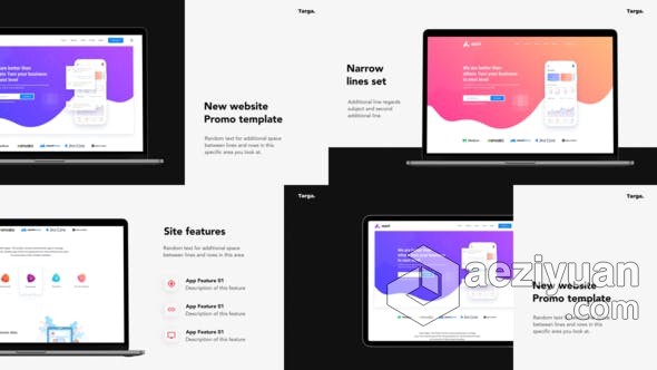 APP应用程序网站推广服务演示平板电脑笔记本模型样机展示 AE模板 AE工程文件 Targa - Website Promo应用程序,网站推广,演示,平板电脑,笔记本 - AE资源网 www.aeziyuan.com